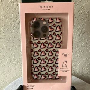Kate Spade:  Black & White Heart Pattern iPhone 14 Pro Case